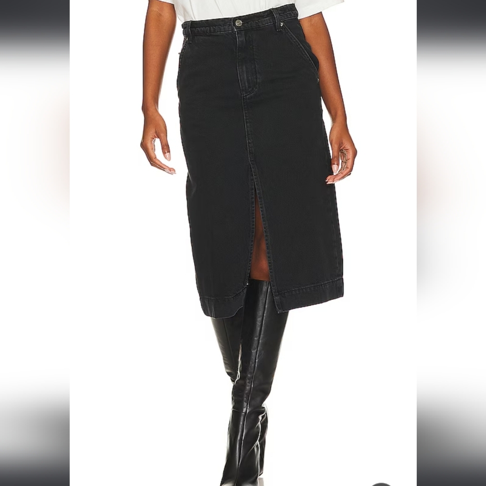 Free People Black Denim Skirt